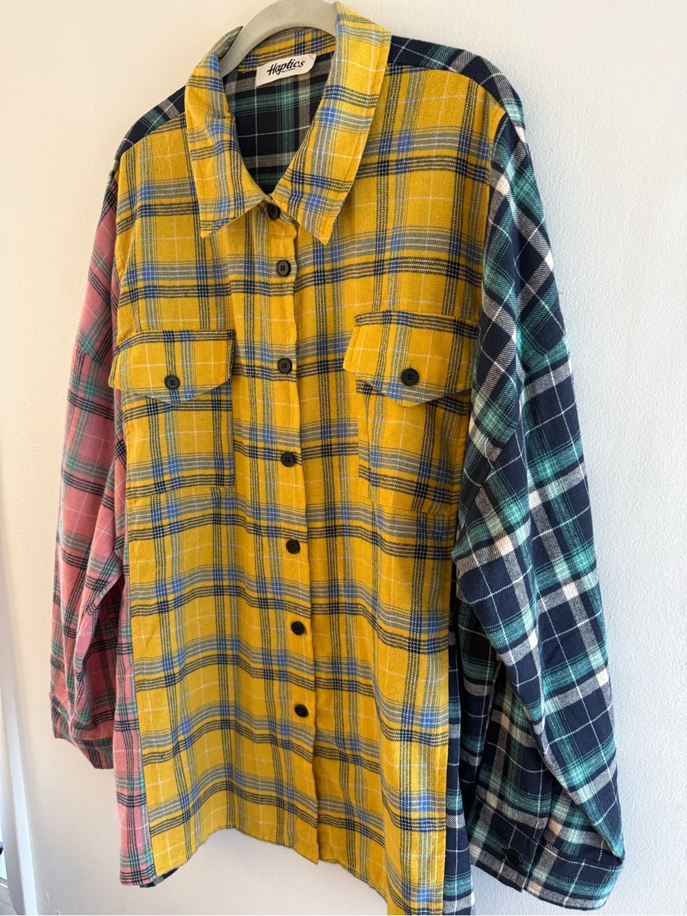 Haptics Patchwork Plaid Button-Down Shirt XL